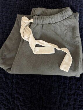 Plain Jane Grey French Terry Pajama Bottom Size M Tie Waist Lounge